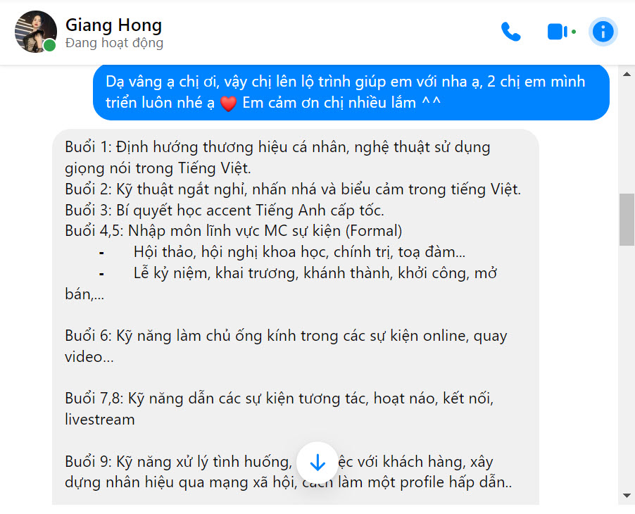 KHOÁ HỌC MC SONG NGỮ MC GIANG HỒNG